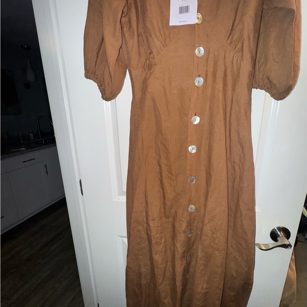 Elegant Brown Button-Down Dress